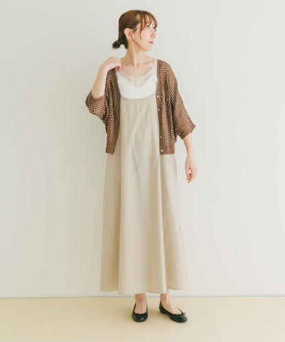 亞麻吊帶連衣裙