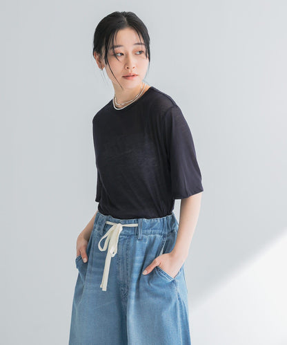 new basic 乾爽扭紋透視T恤