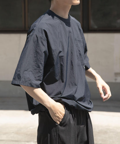 防潑水/易打理/接觸涼感/防紫外線塔斯蘭尼龍圓領抽繩T恤