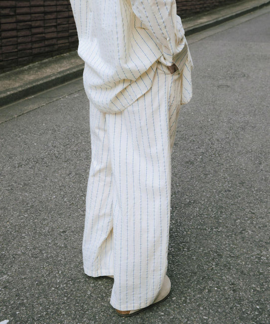 new basic 印度棉條紋長褲