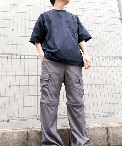防潑水/易打理/接觸涼感/防紫外線塔斯蘭尼龍圓領抽繩T恤