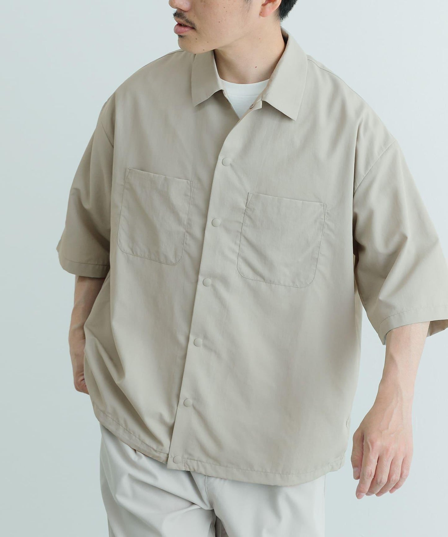 防紫外線涼感尼龍按扣短袖襯衫