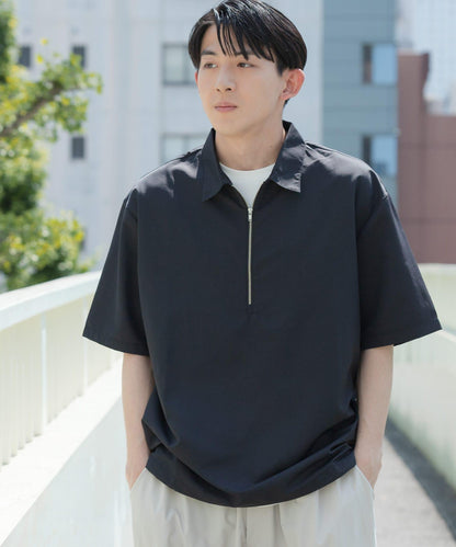 「UV防護」涼感尼龍半拉鍊套頭襯衫