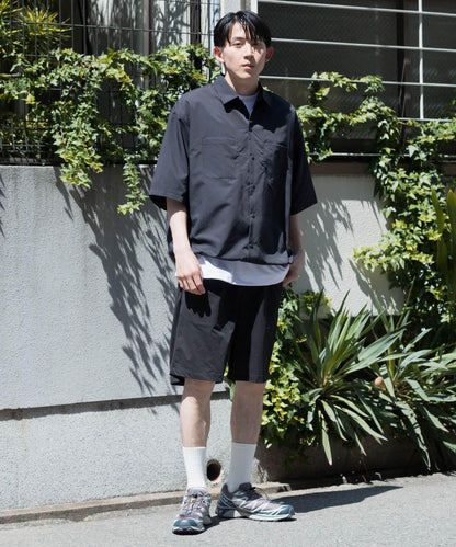 防紫外線涼感尼龍按扣短袖襯衫