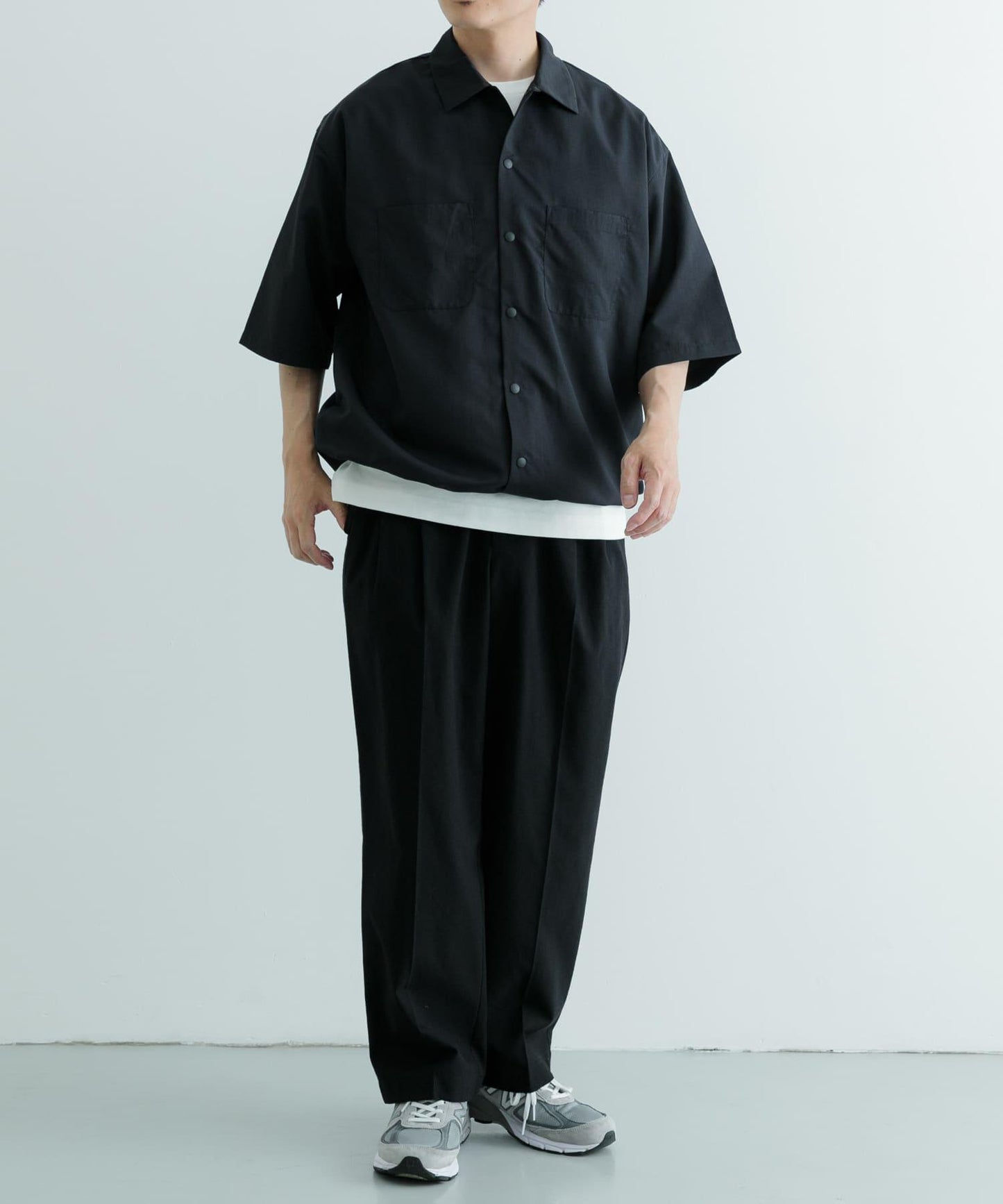 防紫外線涼感尼龍按扣短袖襯衫