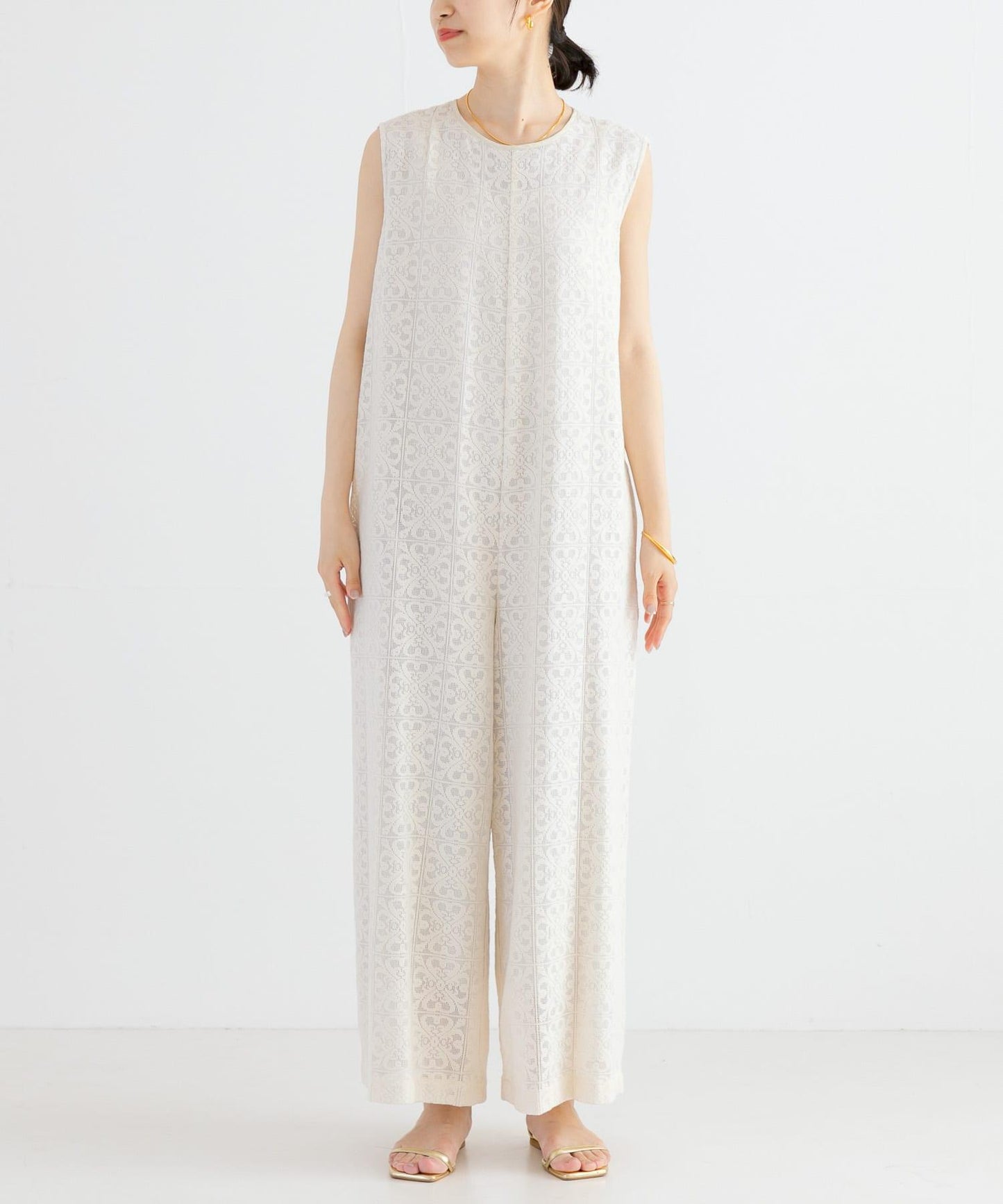 方形蕾絲連體衣