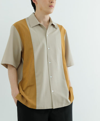 接觸冷感TR彈力拼接短袖襯衫