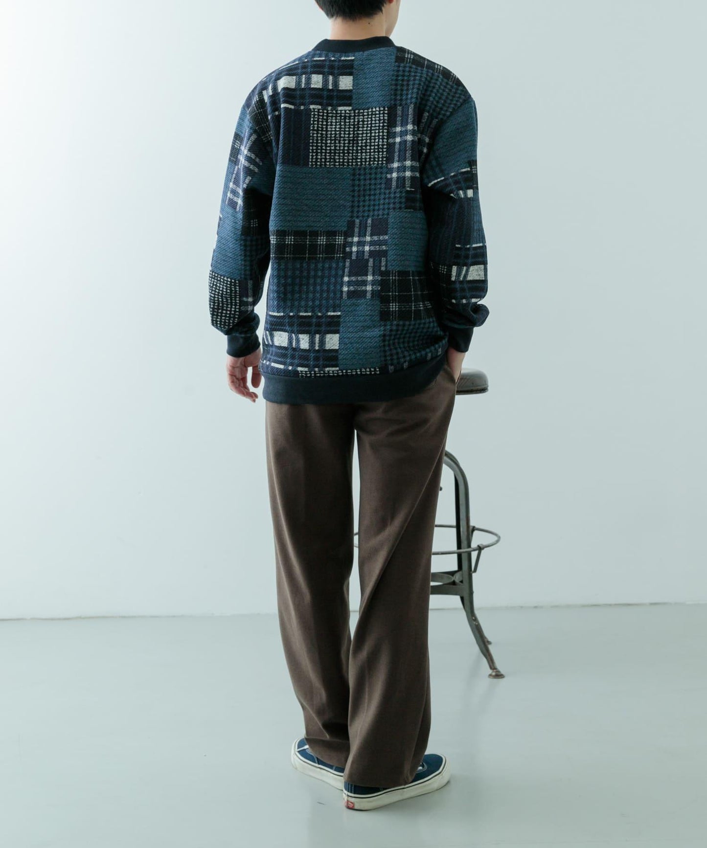 針織抓絨全印花衛衣上衣