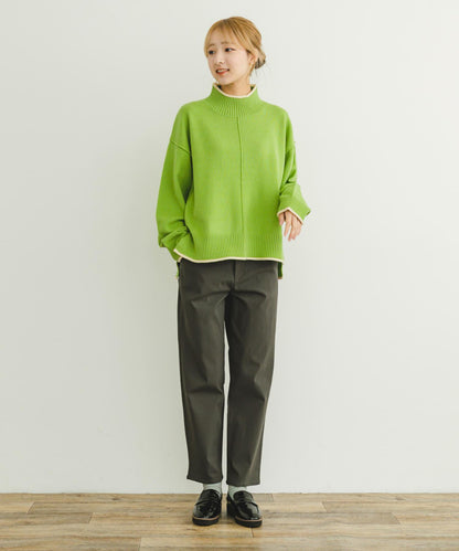 撞色高領針織衫