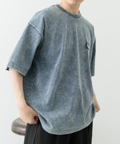 單點刺繡圓領牛仔T恤