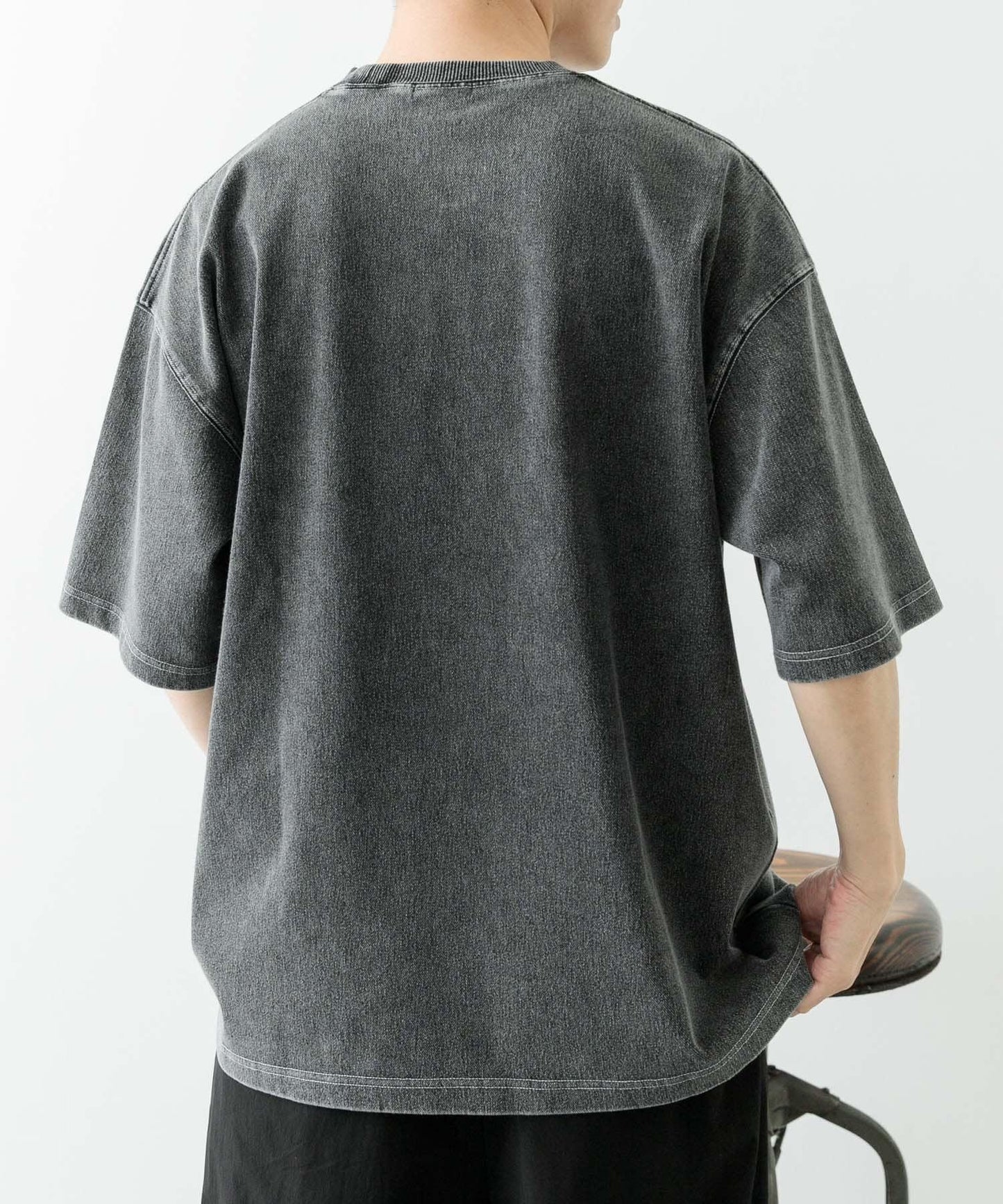 單點刺繡圓領牛仔T恤