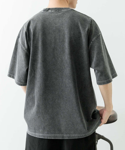 單點刺繡圓領牛仔T恤