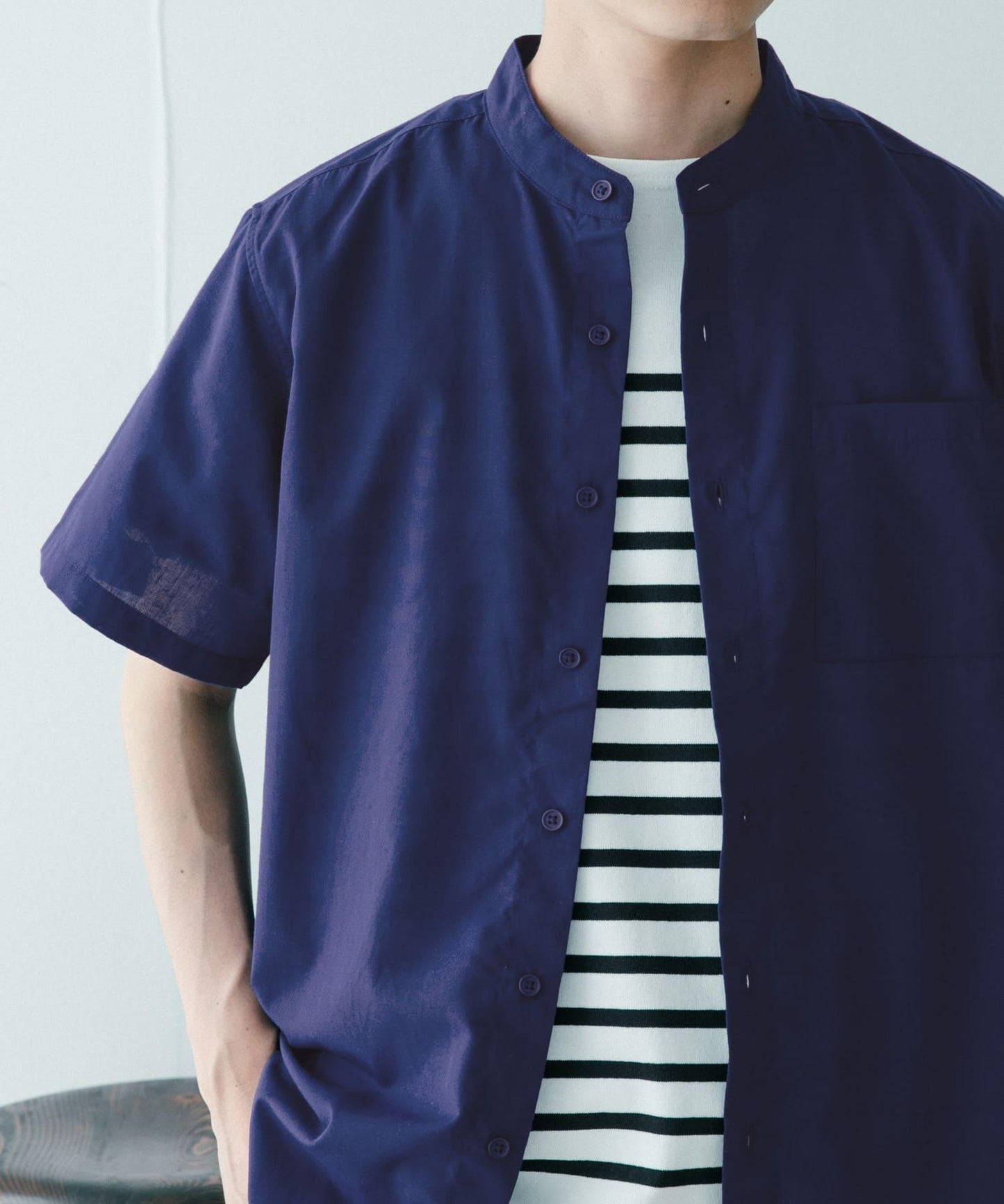 UR TECH Smart Linen Touch高性能亞麻立領襯衫
