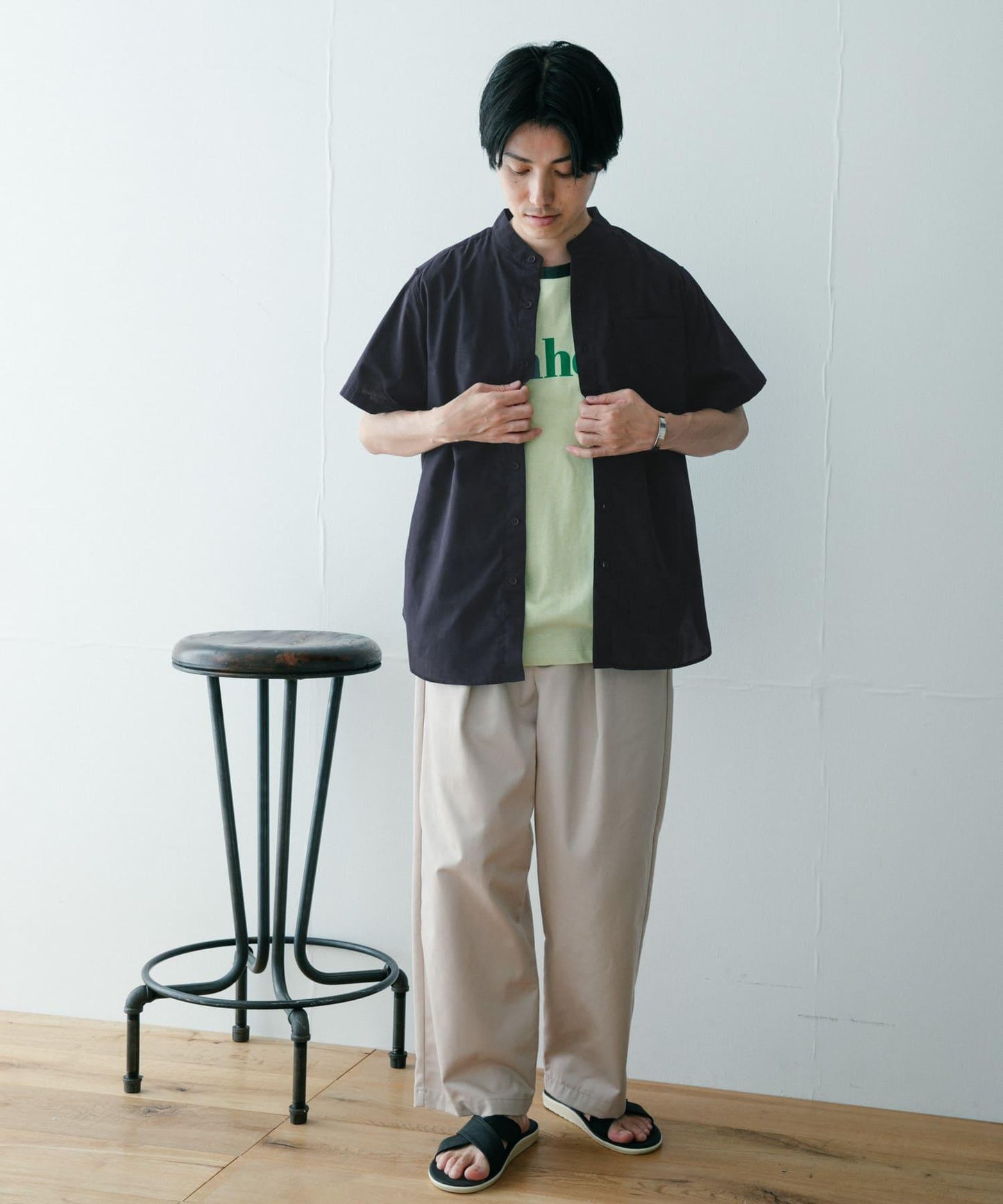 UR TECH Smart Linen Touch高性能亞麻立領襯衫