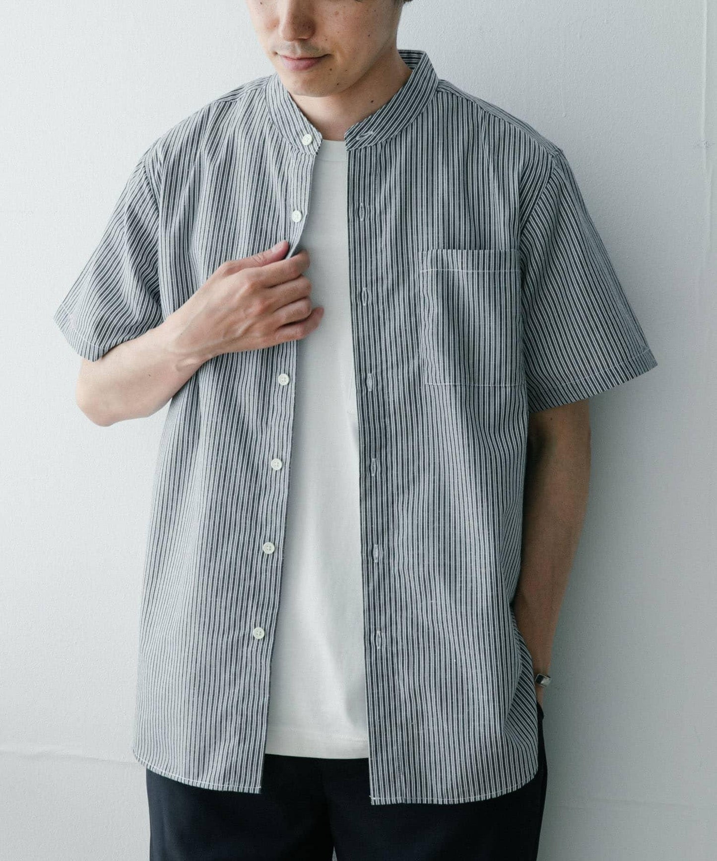 UR TECH Smart Linen Touch高性能亞麻立領襯衫