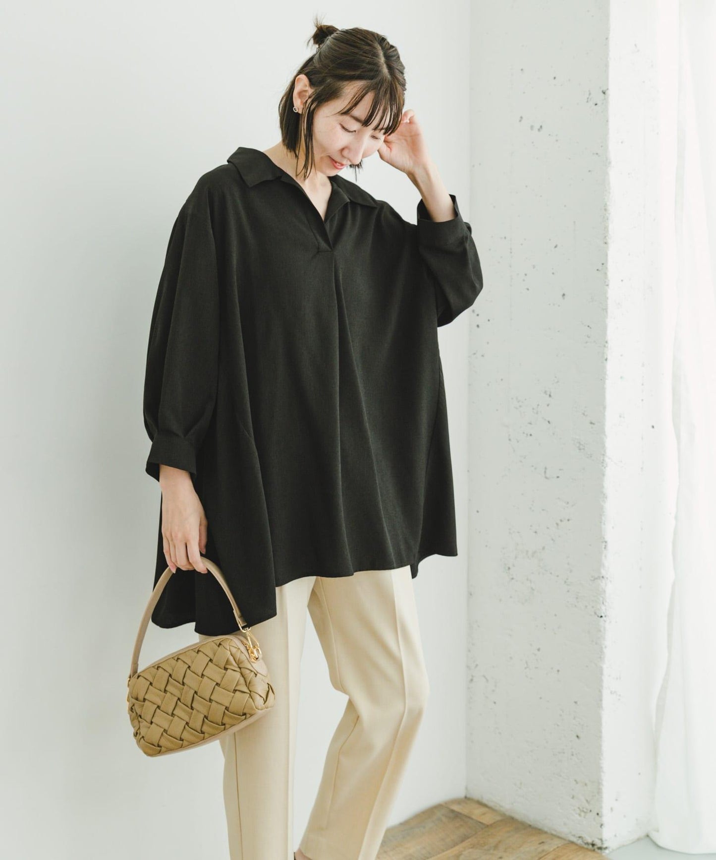 開領長款女式襯衫