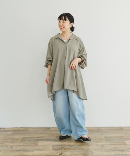 開領長款女式襯衫