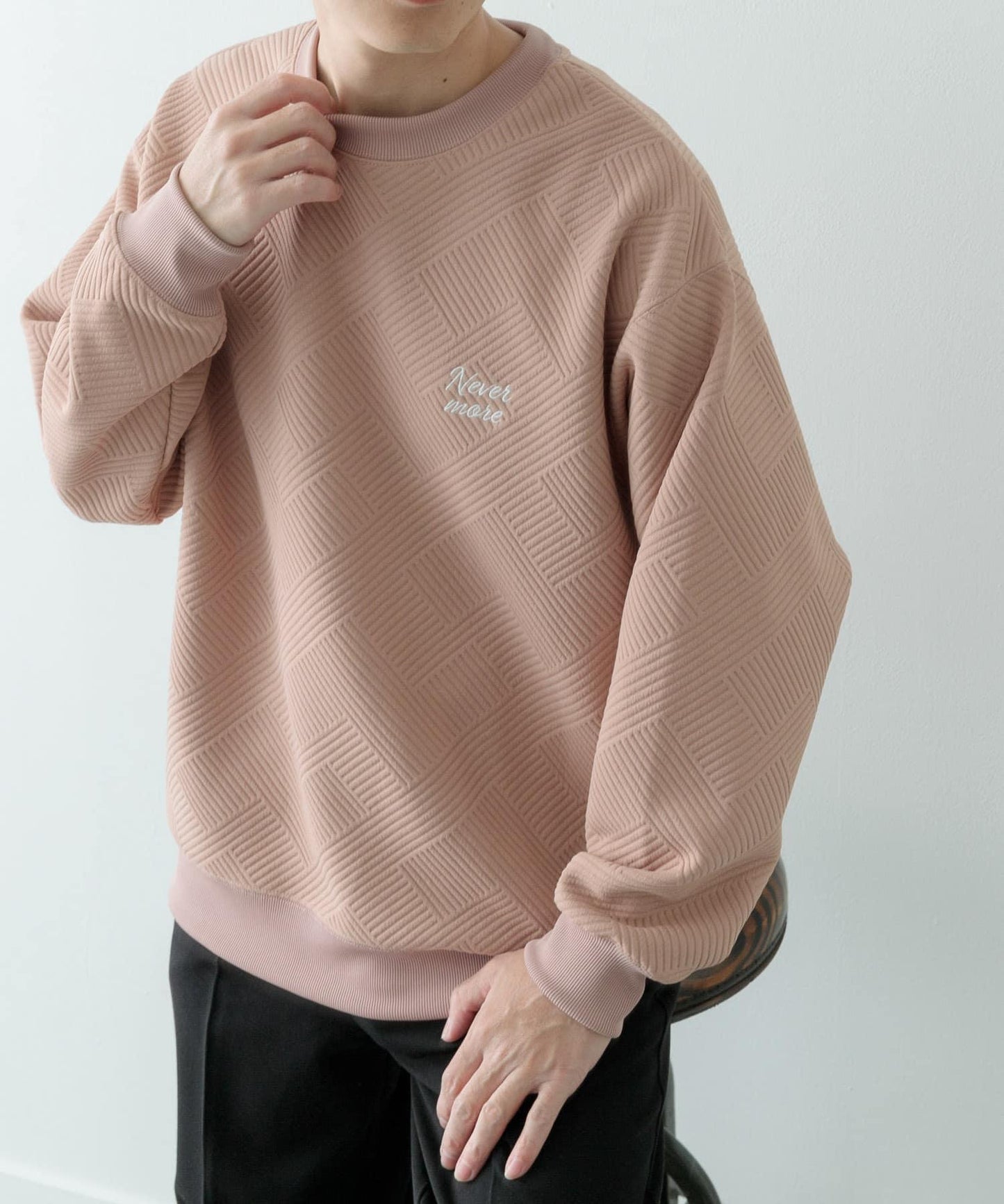 含XL碼 刺繡提花長袖T恤