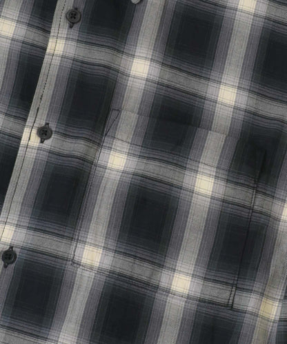 漸變格紋長袖襯衫