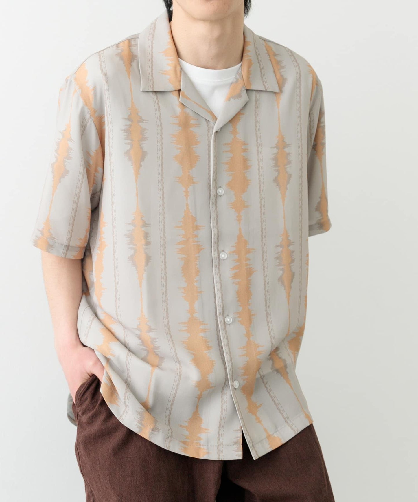 數碼條紋印花短袖襯衫