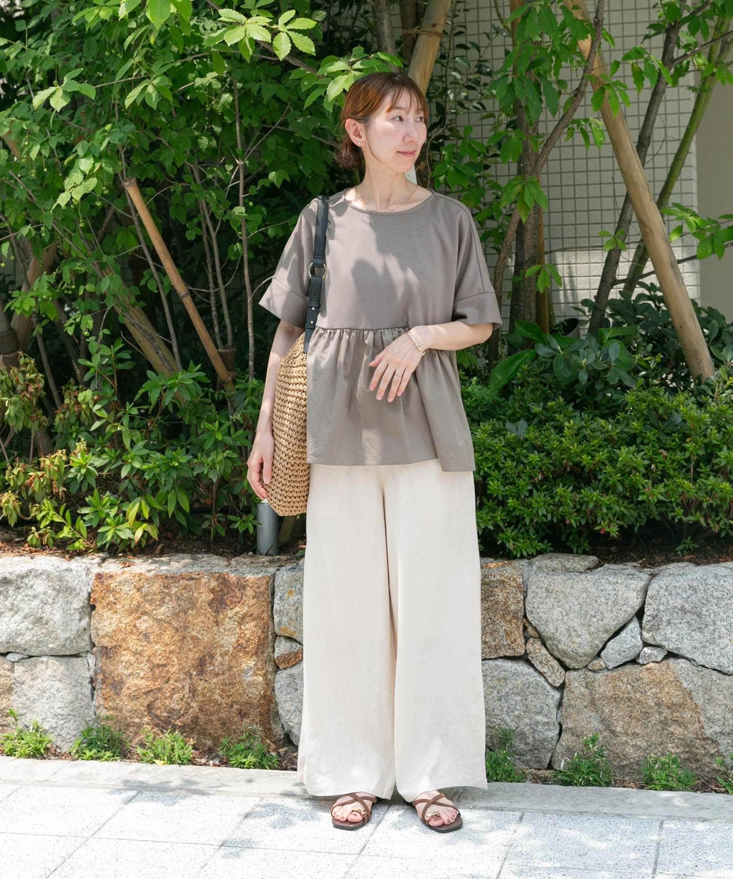 「S碼可選」「可水洗」亞麻人造絲寬鬆長褲