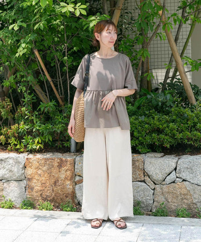 「S碼可選」「可水洗」亞麻人造絲寬鬆長褲
