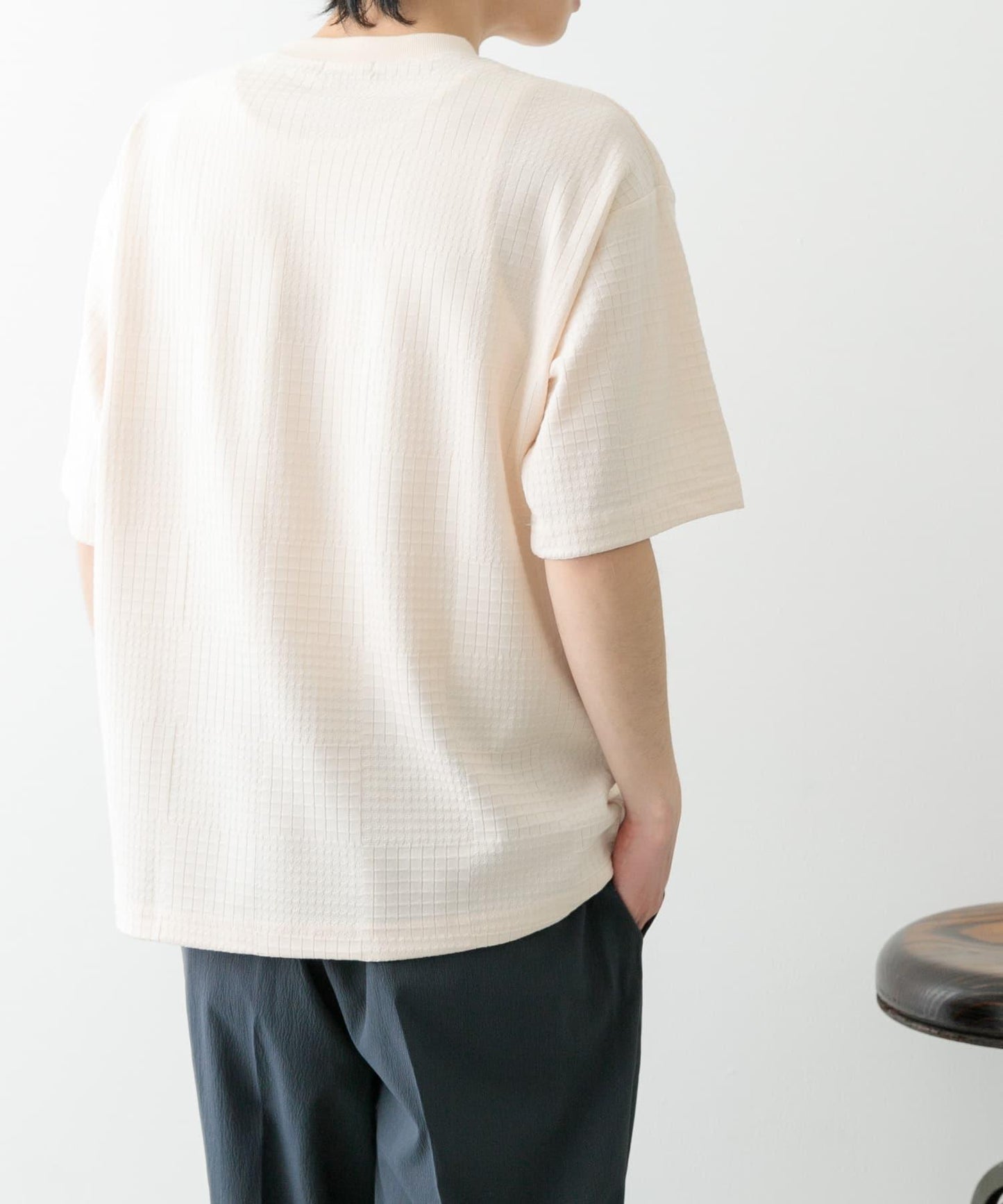 單點刺繡格紋提花T恤