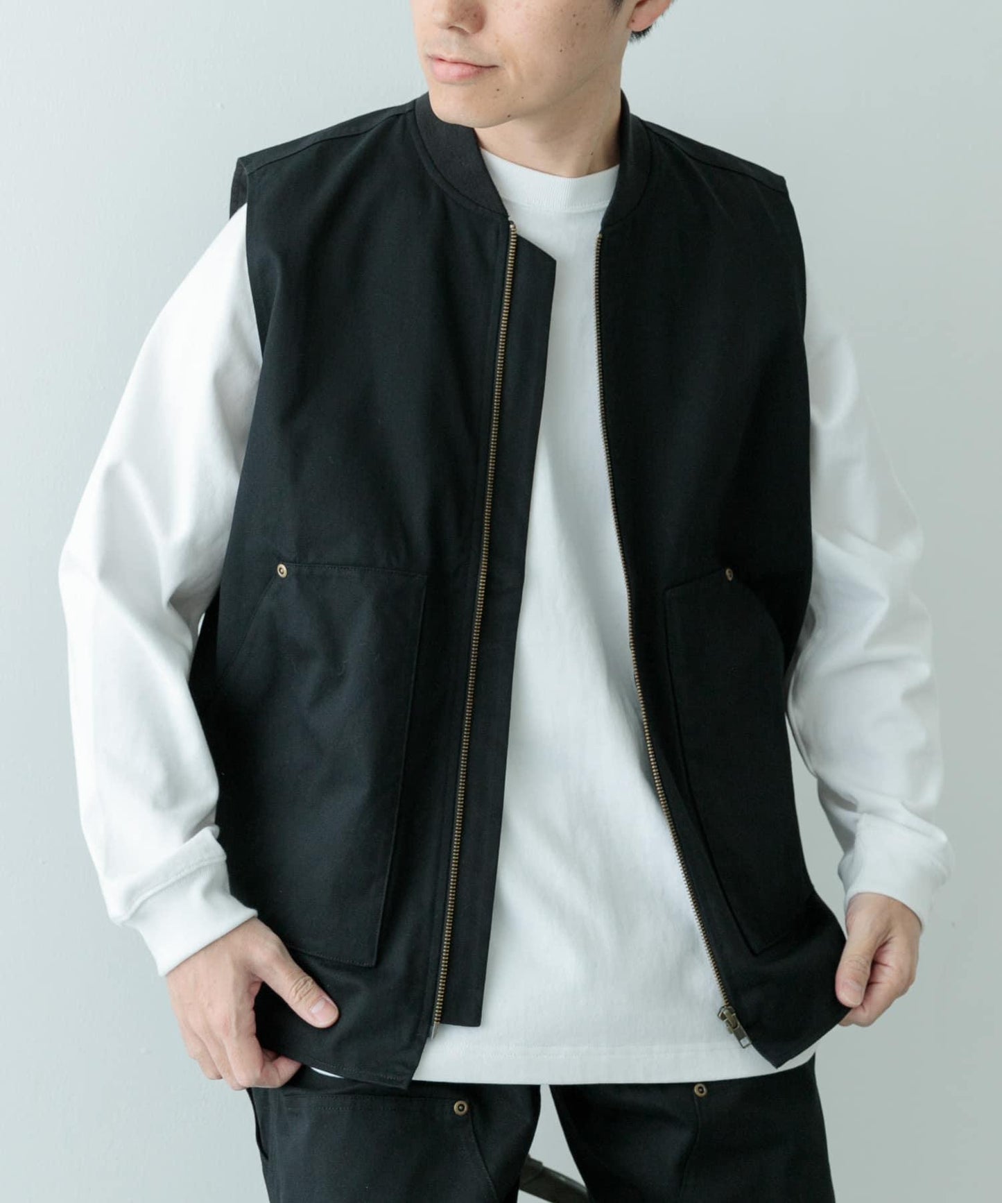 拉鍊棉質工裝馬甲