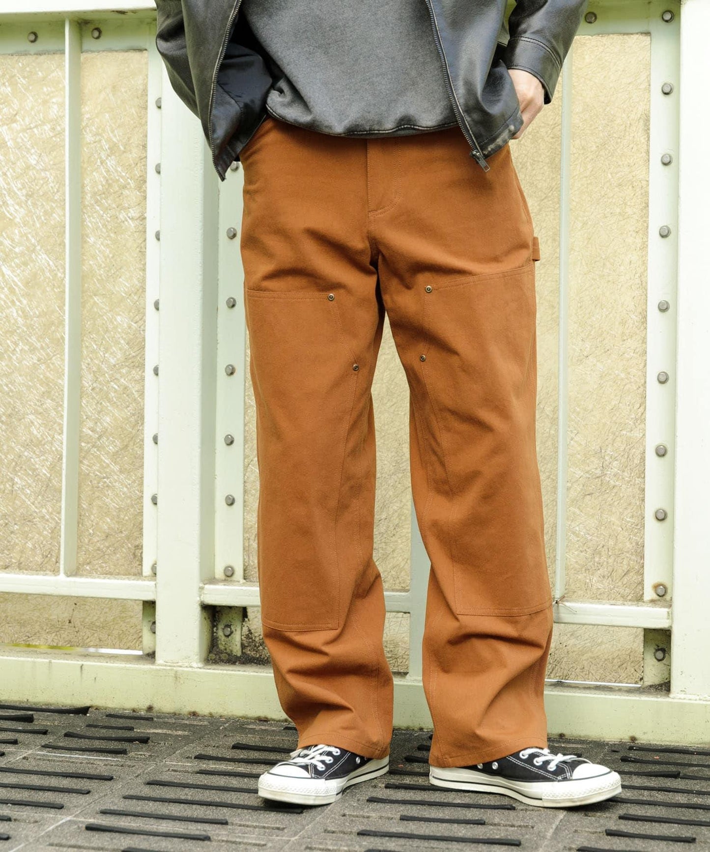 雙膝加固棉質工裝褲