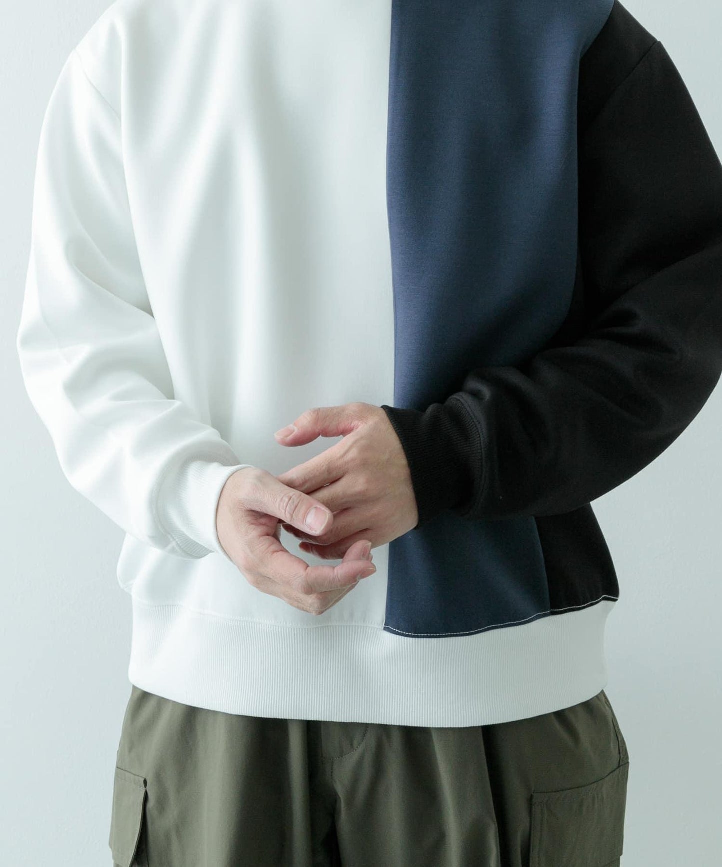 彈力雙面布拼接上衣 A