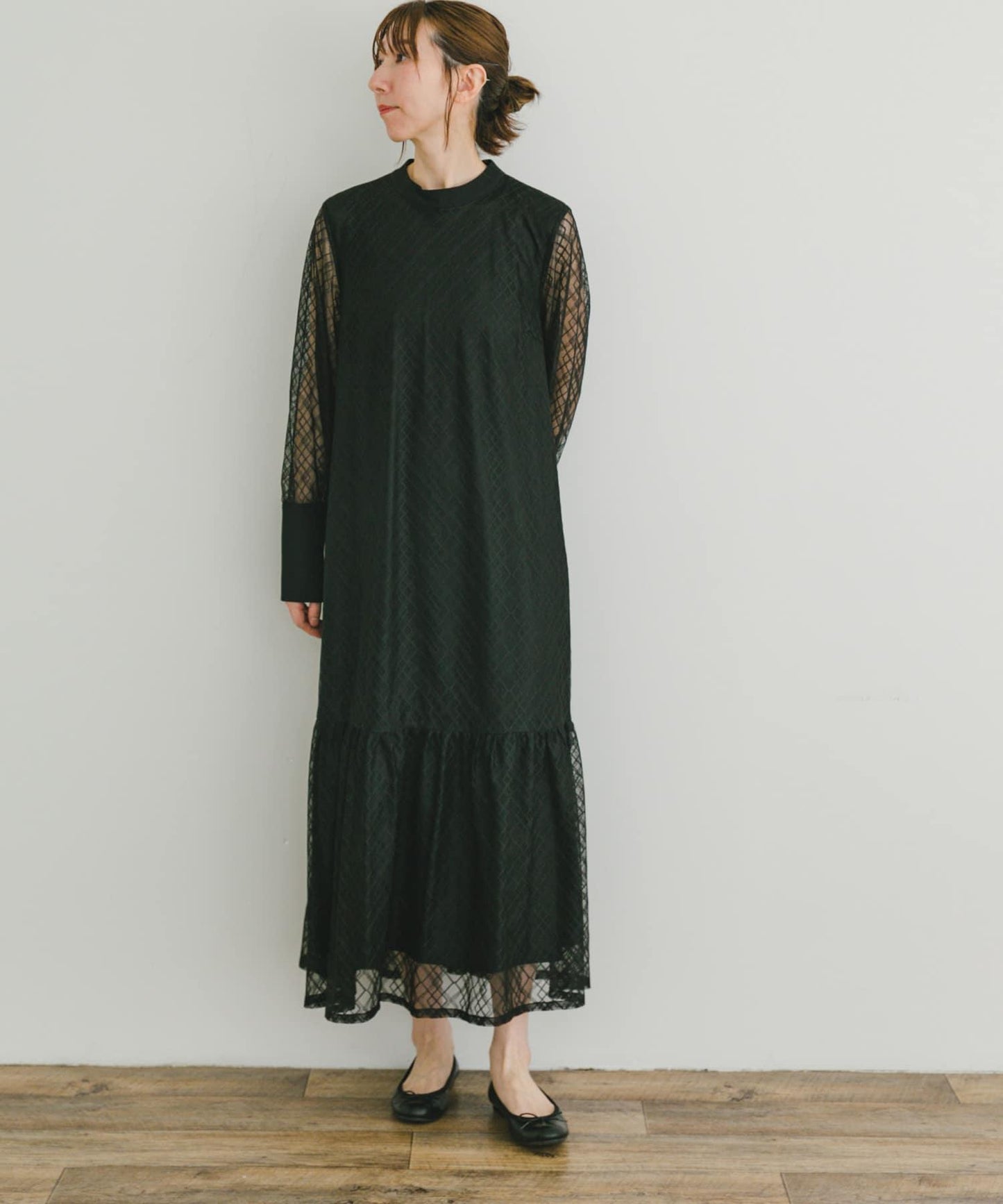 透視高領連衣裙