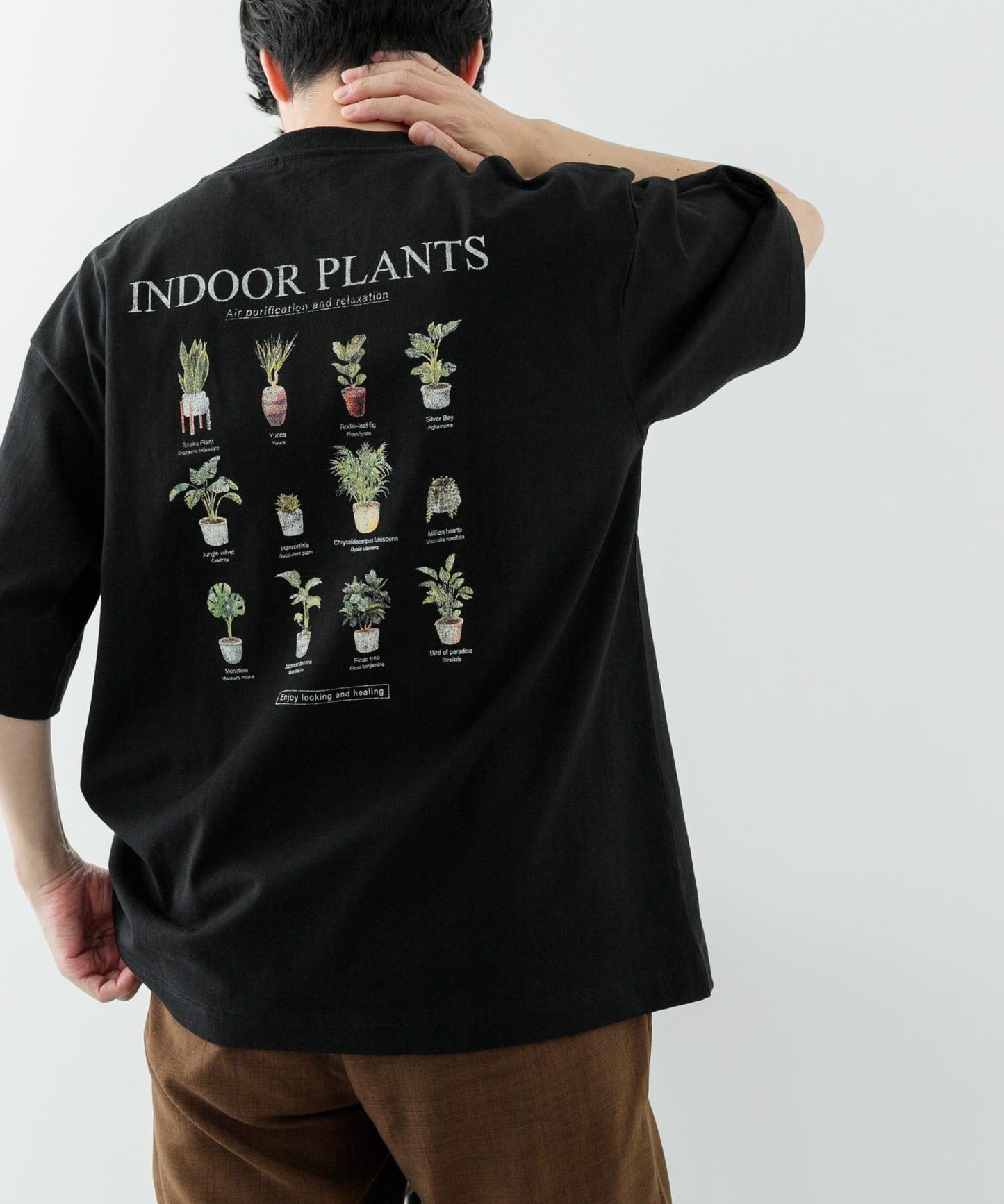 Plants背面印花仿舊風格T恤