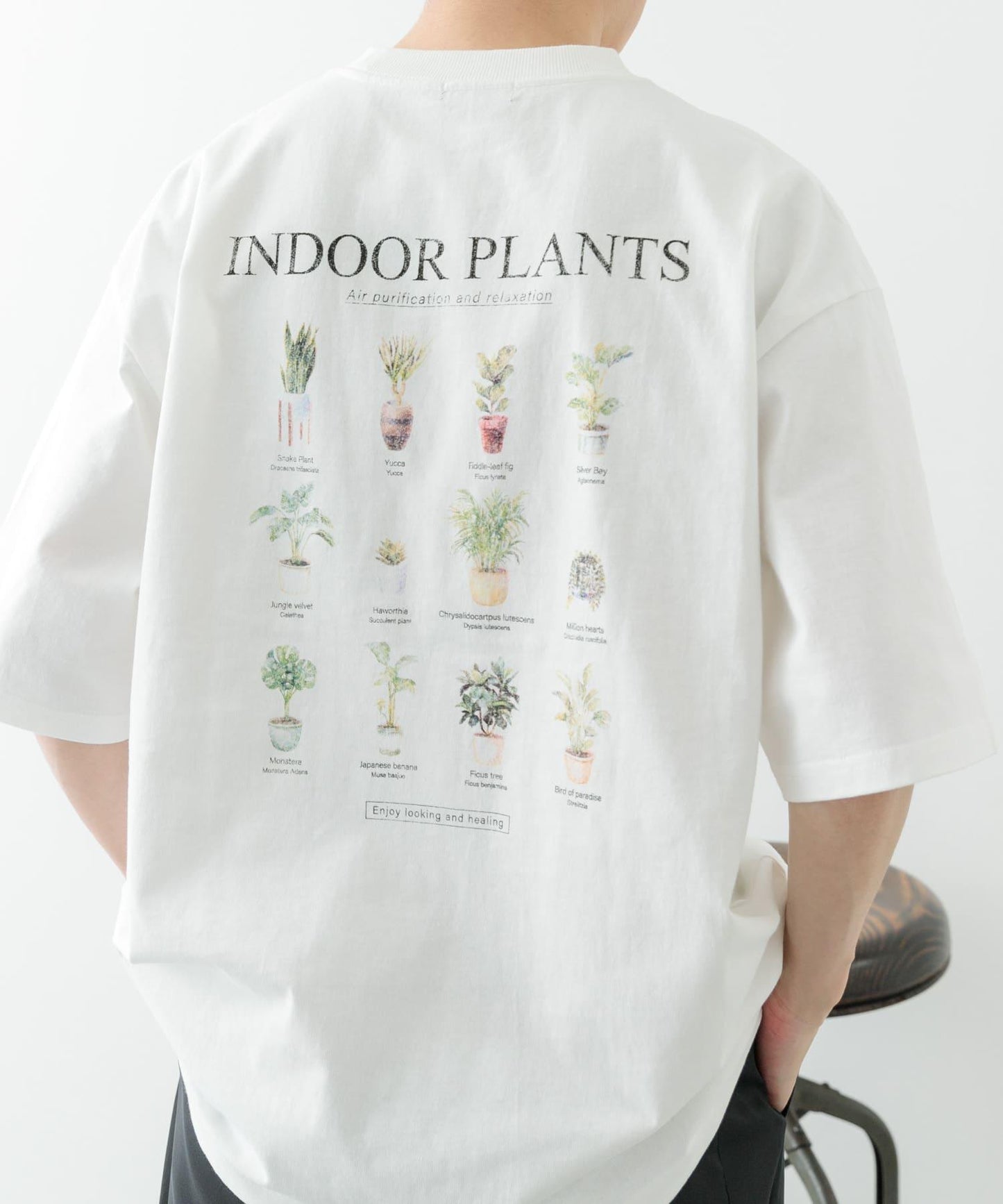 Plants背面印花仿舊風格T恤