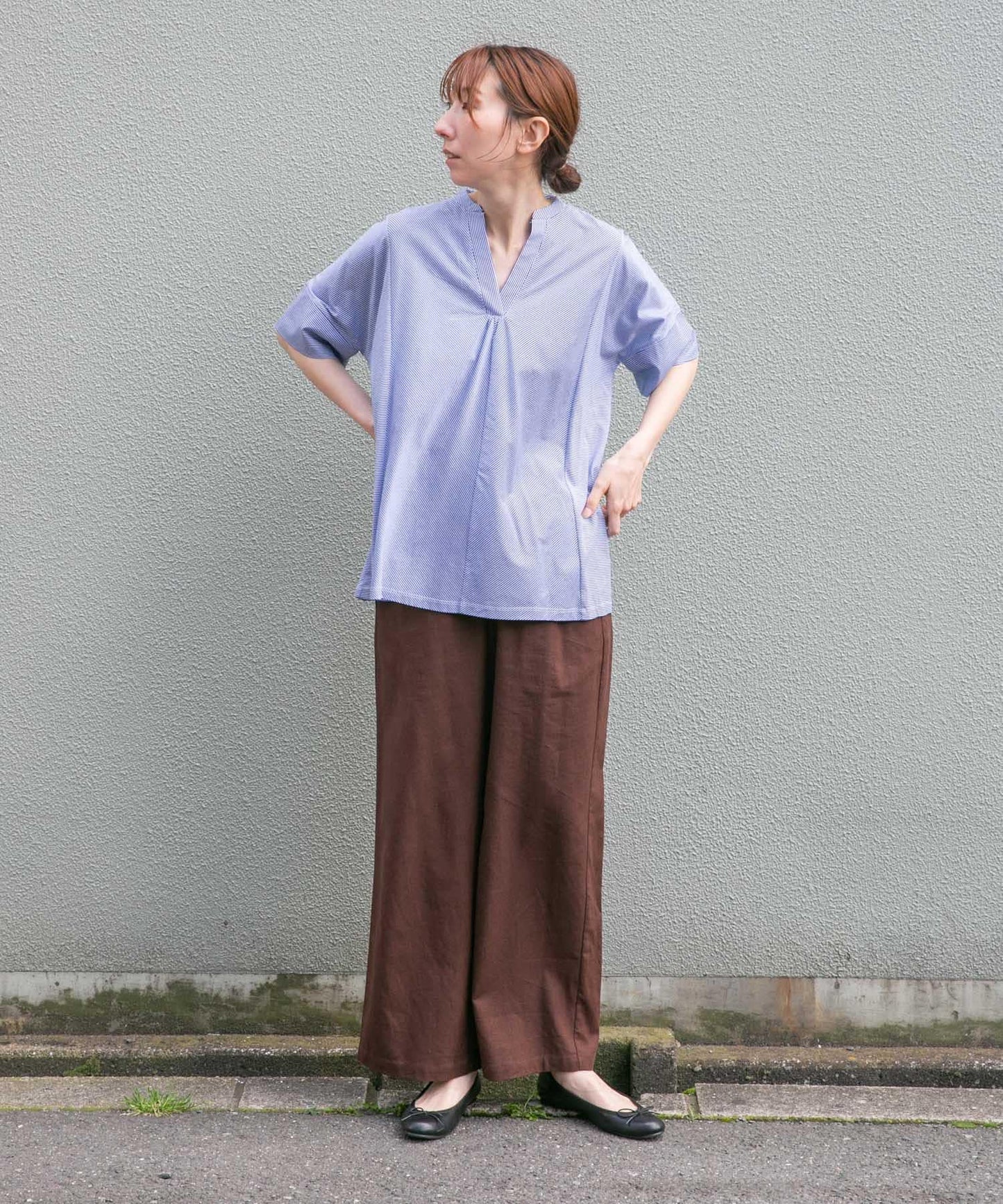 仿棉質開領套頭衫
