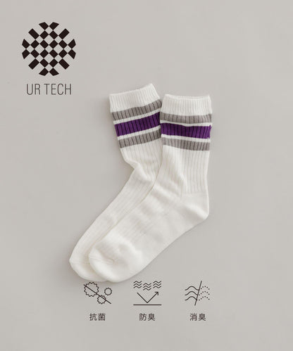 『UR TECH』條紋羅紋襪