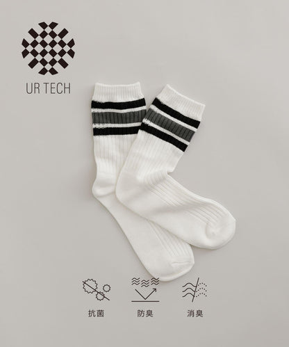 『UR TECH』條紋羅紋襪