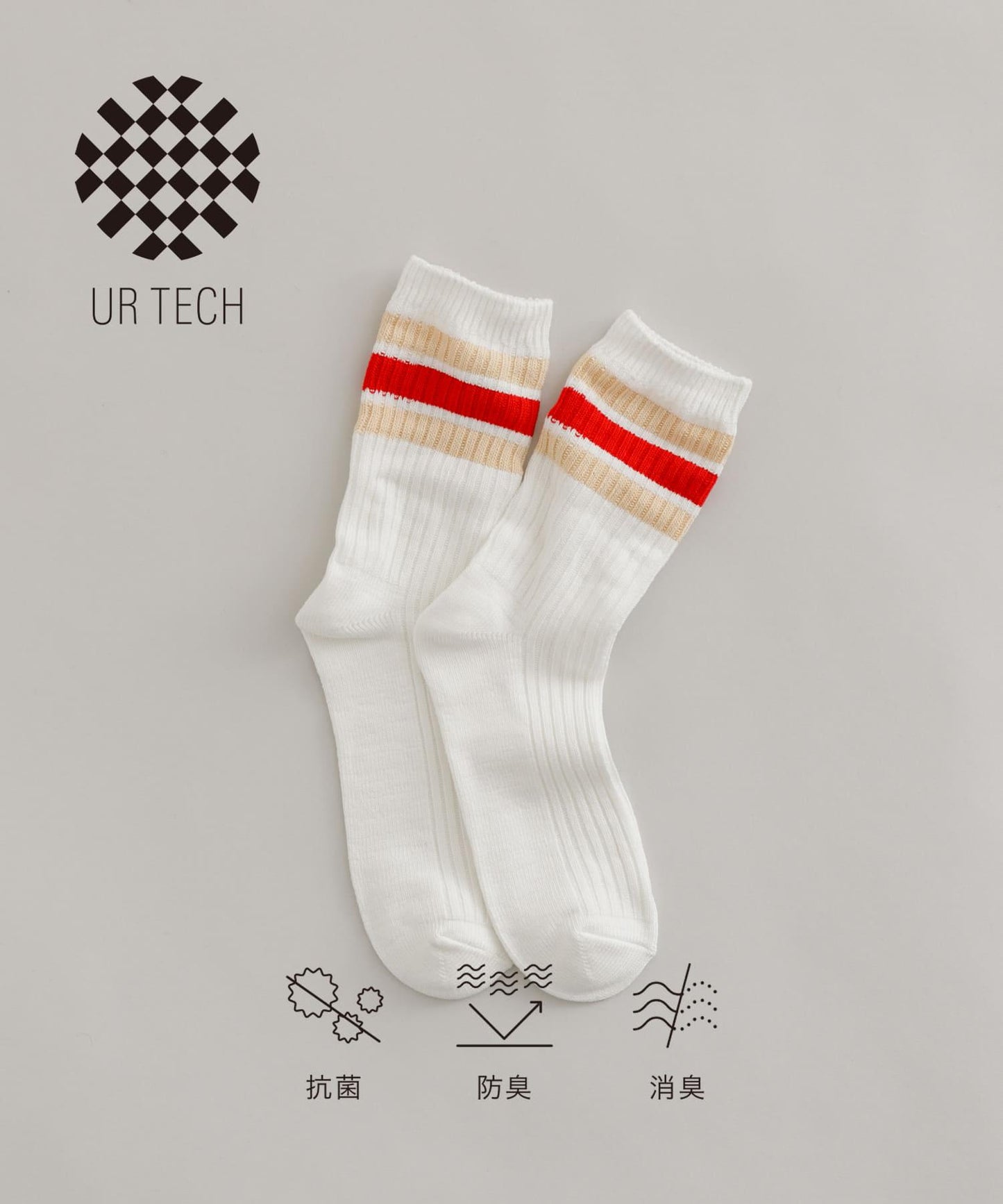 『UR TECH』條紋羅紋襪