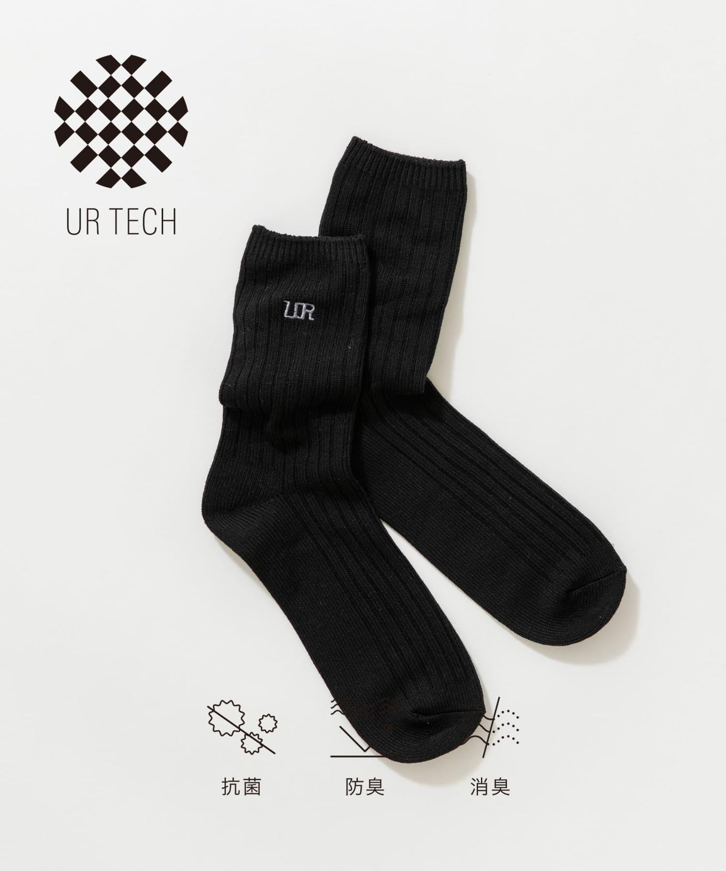 UR TECH長款羅紋刺繡襪