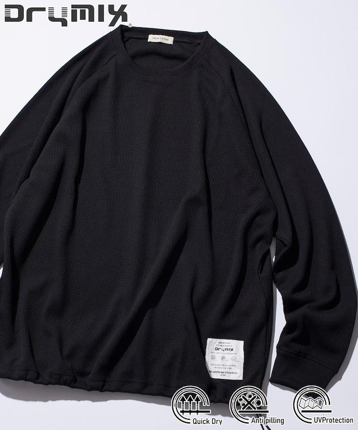 Drymix(R) / 乾爽混紡寬鬆版型華夫格布插肩長袖T恤
