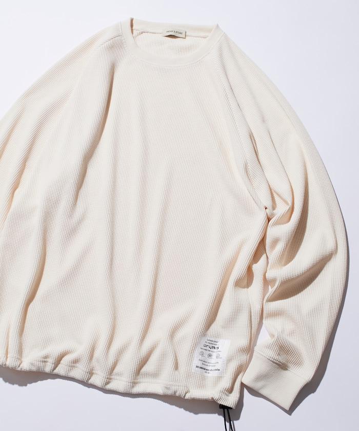 Drymix(R) / 乾爽混紡寬鬆版型華夫格布插肩長袖T恤