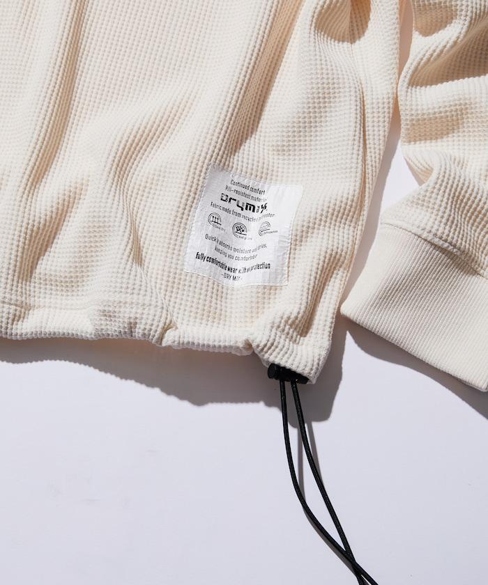 Drymix(R) / 乾爽混紡寬鬆版型華夫格布插肩長袖T恤