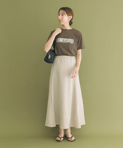 亞麻風長款半身裙