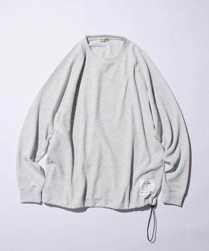 Drymix(R) / 乾爽混紡寬鬆版型華夫格布插肩長袖T恤