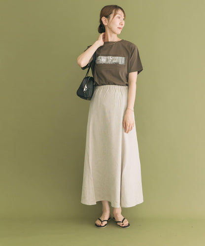 亞麻風長款半身裙