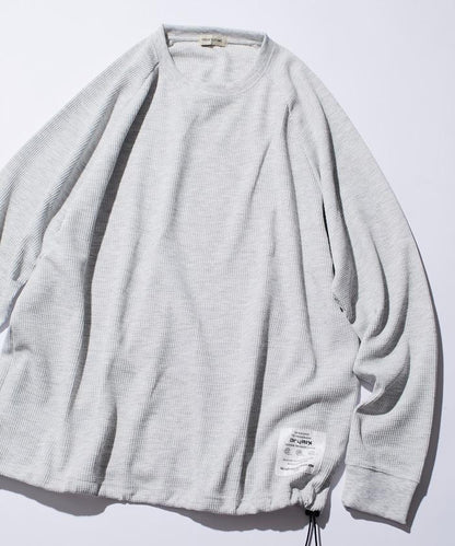 Drymix(R) / 乾爽混紡寬鬆版型華夫格布插肩長袖T恤