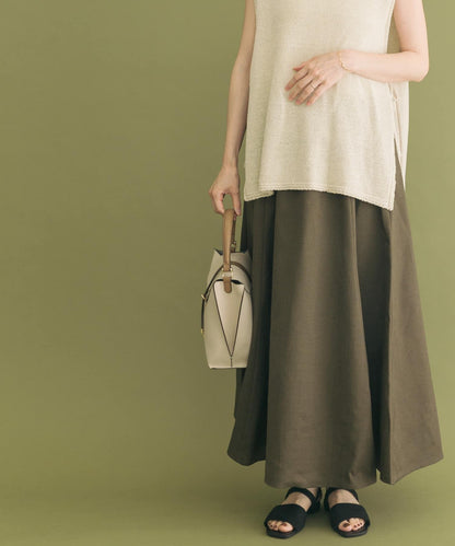 亞麻風長款半身裙