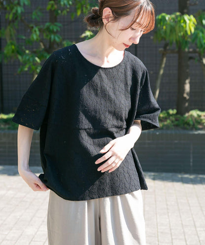 泡泡袖蕾絲套頭衫