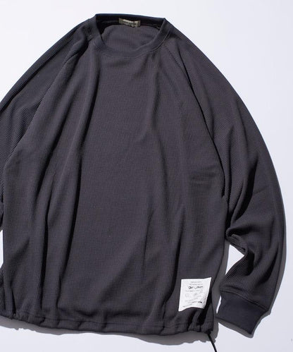 Drymix(R) / 乾爽混紡寬鬆版型華夫格布插肩長袖T恤