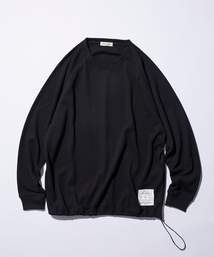 Drymix(R) / 乾爽混紡寬鬆版型華夫格布插肩長袖T恤