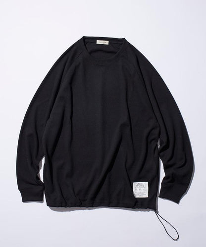 Drymix(R) / 乾爽混紡寬鬆版型華夫格布插肩長袖T恤